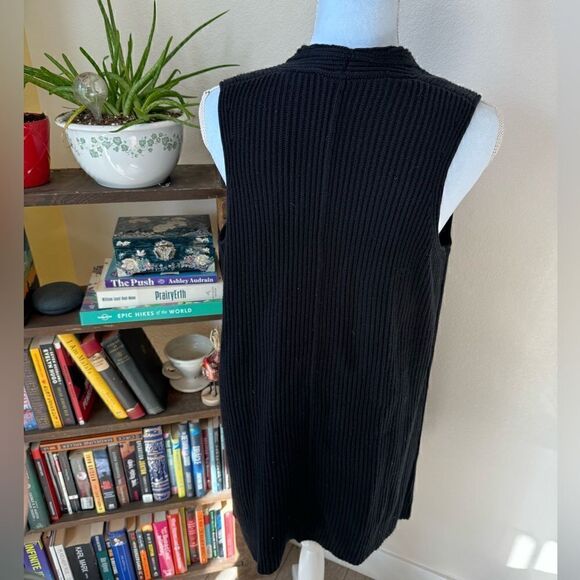 Splendid Juliet Rib Open Front Sweater Vest in Black Sz Small - Picture 3 of 11